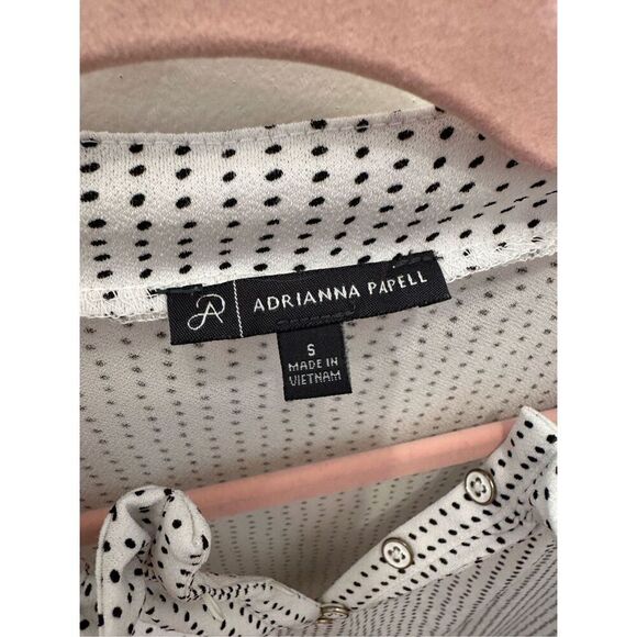 Adrianna Papell White Blouse With Black Polka Dots Size Small - Picture 3 of 4